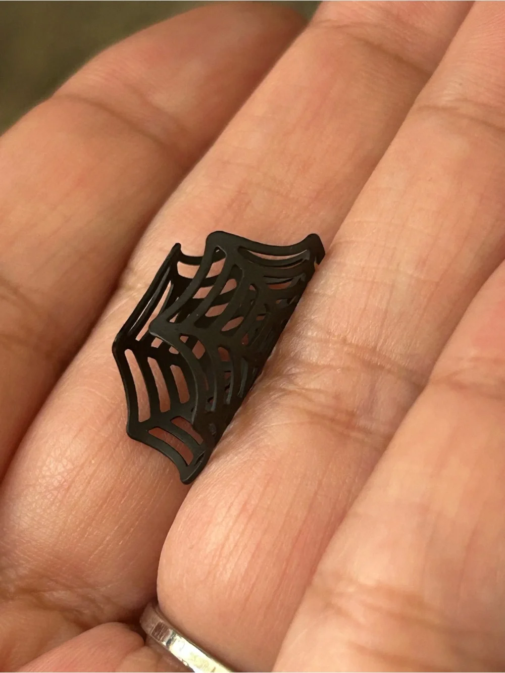Black Spider Web Ear Cuff Non pierced earring clip on spooky new pair set Webb